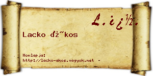 Lacko Ákos névjegykártya