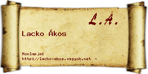 Lacko Ákos névjegykártya